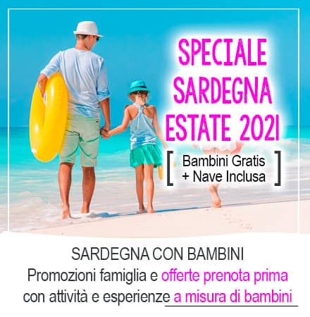 Offerte Sardegna estate 2023 giugno, luglio, agosto e settembre con promozione nave gratis e bambini gratis